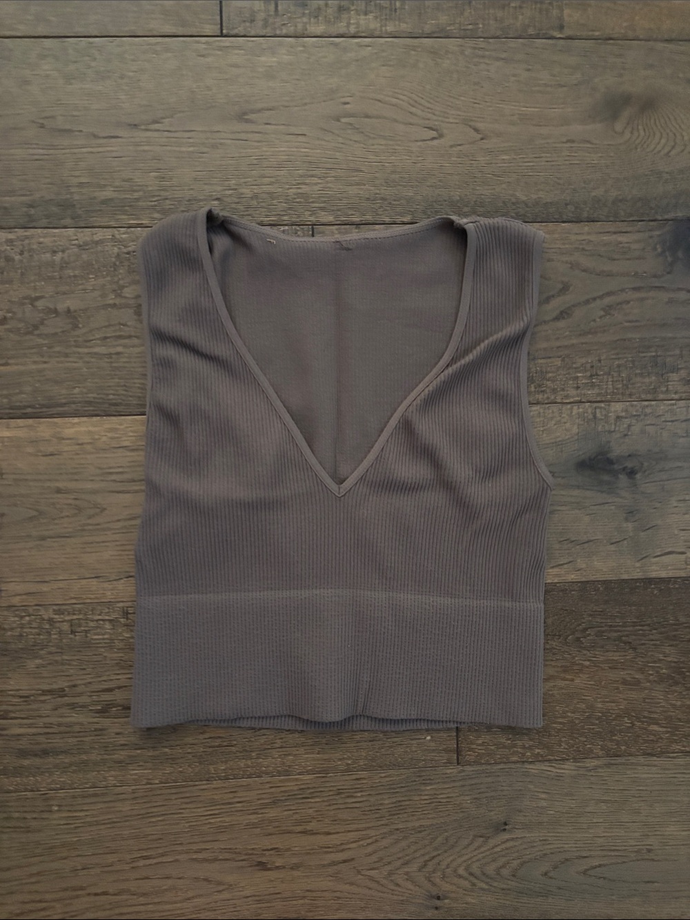 Women's V-Neck Ribbed Tank Top - Gray